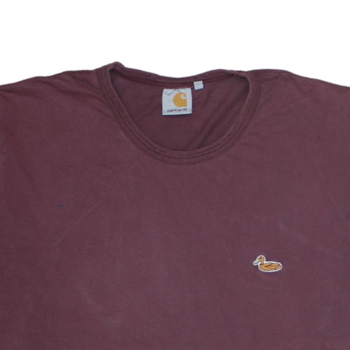 Carhartt Men’s Burgundy Duck Logo T-Shirt XXL Cotton Crew Neck