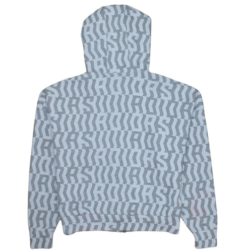 Adidas Women Grey White Full Zip Hoodie Size S 8-10 Geometric Print