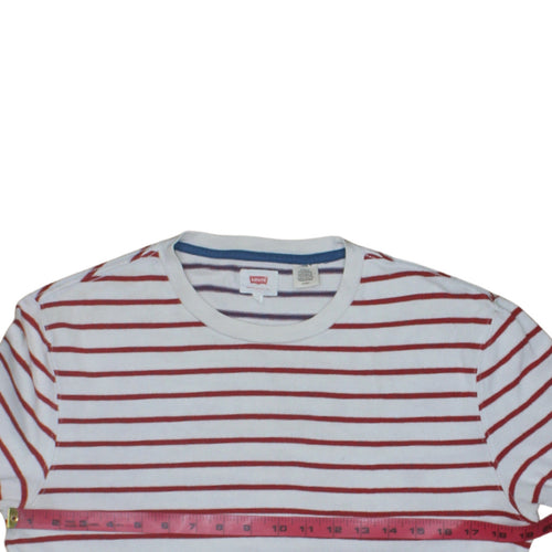 Levi's Men's White Red Striped Cotton Long Sleeve Pullover Sweatshirt Size S