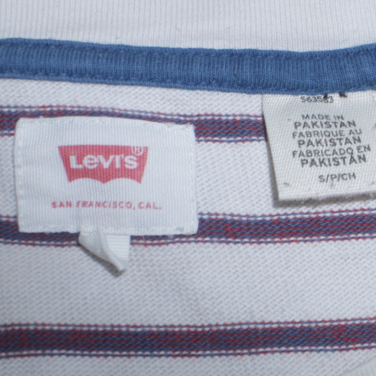 Levi's Men's White Red Striped Cotton Long Sleeve Pullover Sweatshirt Size S