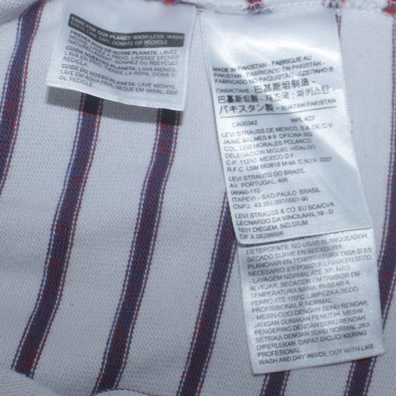 Levi's Men's White Red Striped Cotton Long Sleeve Pullover Sweatshirt Size S