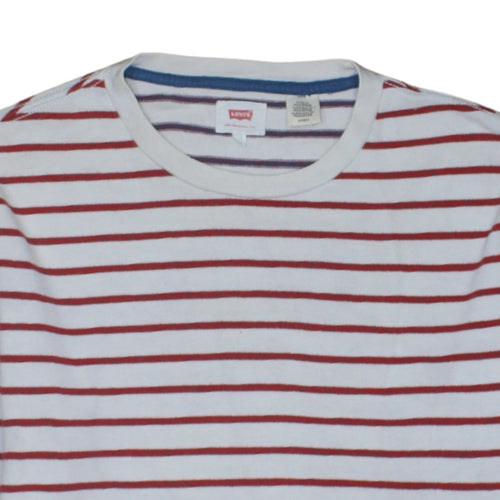 Levi's Men's White Red Striped Cotton Long Sleeve Pullover Sweatshirt Size S