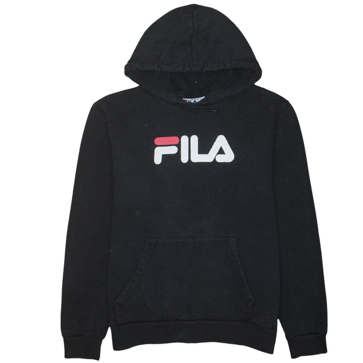 Fila Mens Black Pullover Hoodie S Logo Fleece Sportswear