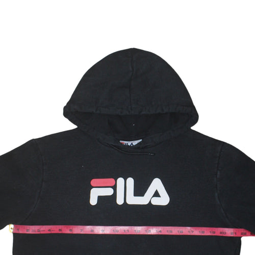 Fila Mens Black Pullover Hoodie S Logo Fleece Sportswear