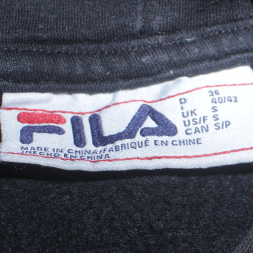 Fila Mens Black Pullover Hoodie S Logo Fleece Sportswear