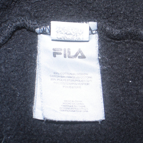 Fila Mens Black Pullover Hoodie S Logo Fleece Sportswear