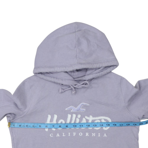 Hollister Women’s Lilac Hoodie Small Pullover Embroidered Logo Cotton Blend
