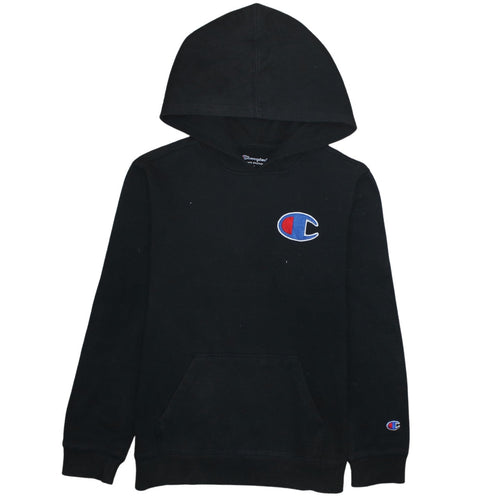 Champion Boys Black Pullover Hoodie L Cotton Blend Logo Athletic Sweatshirt