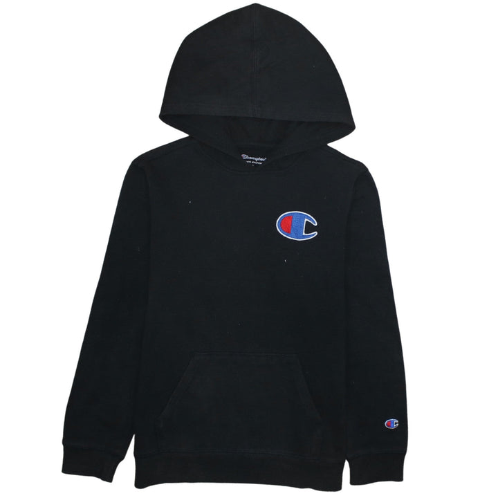 Champion Boys Black Pullover Hoodie L Cotton Blend Logo Athletic Sweatshirt