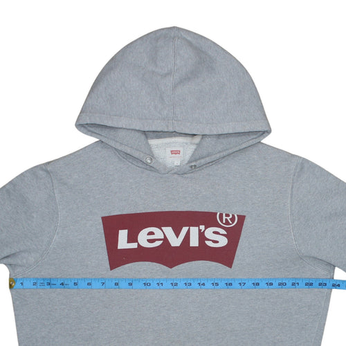 Levi's Men's Grey Logo Pullover Hoodie Size L Classic Style