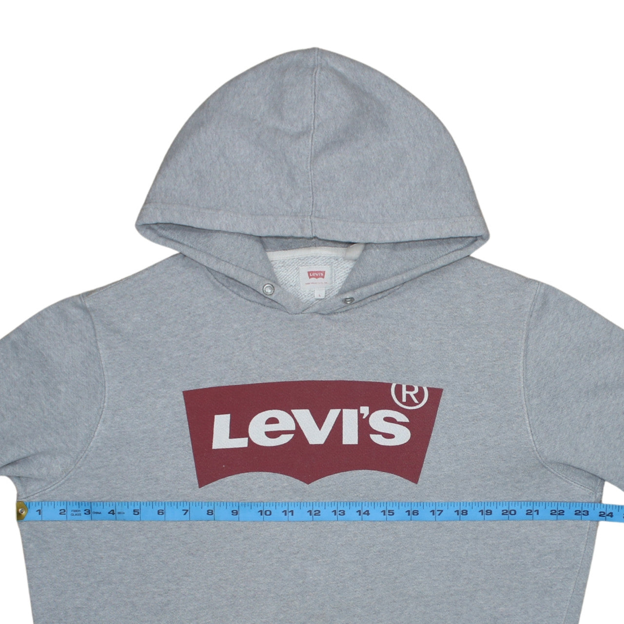 Levi's Men's Grey Logo Pullover Hoodie Size L Classic Style