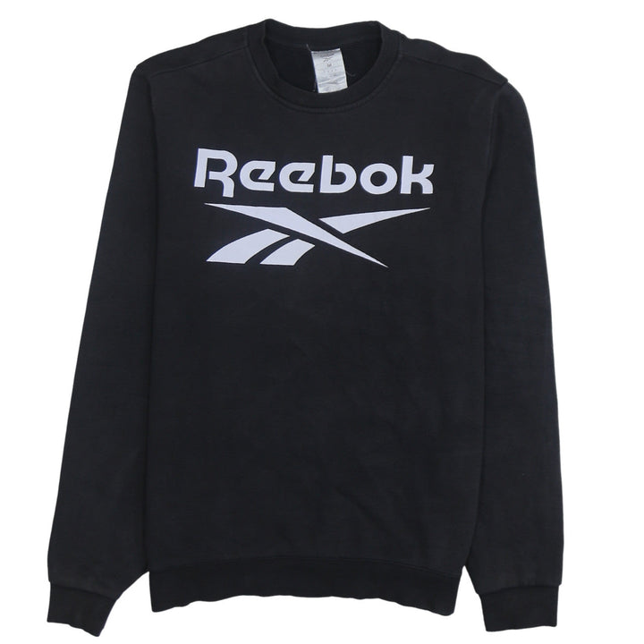Reebok Men Black M Pullover Sweatshirt Crew Neck Logo Fleece