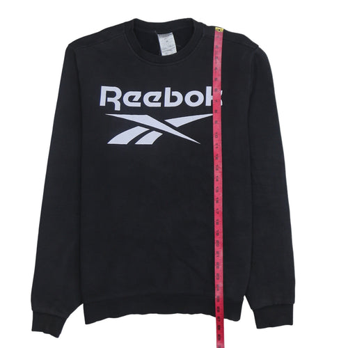 Reebok Men Black M Pullover Sweatshirt Crew Neck Logo Fleece