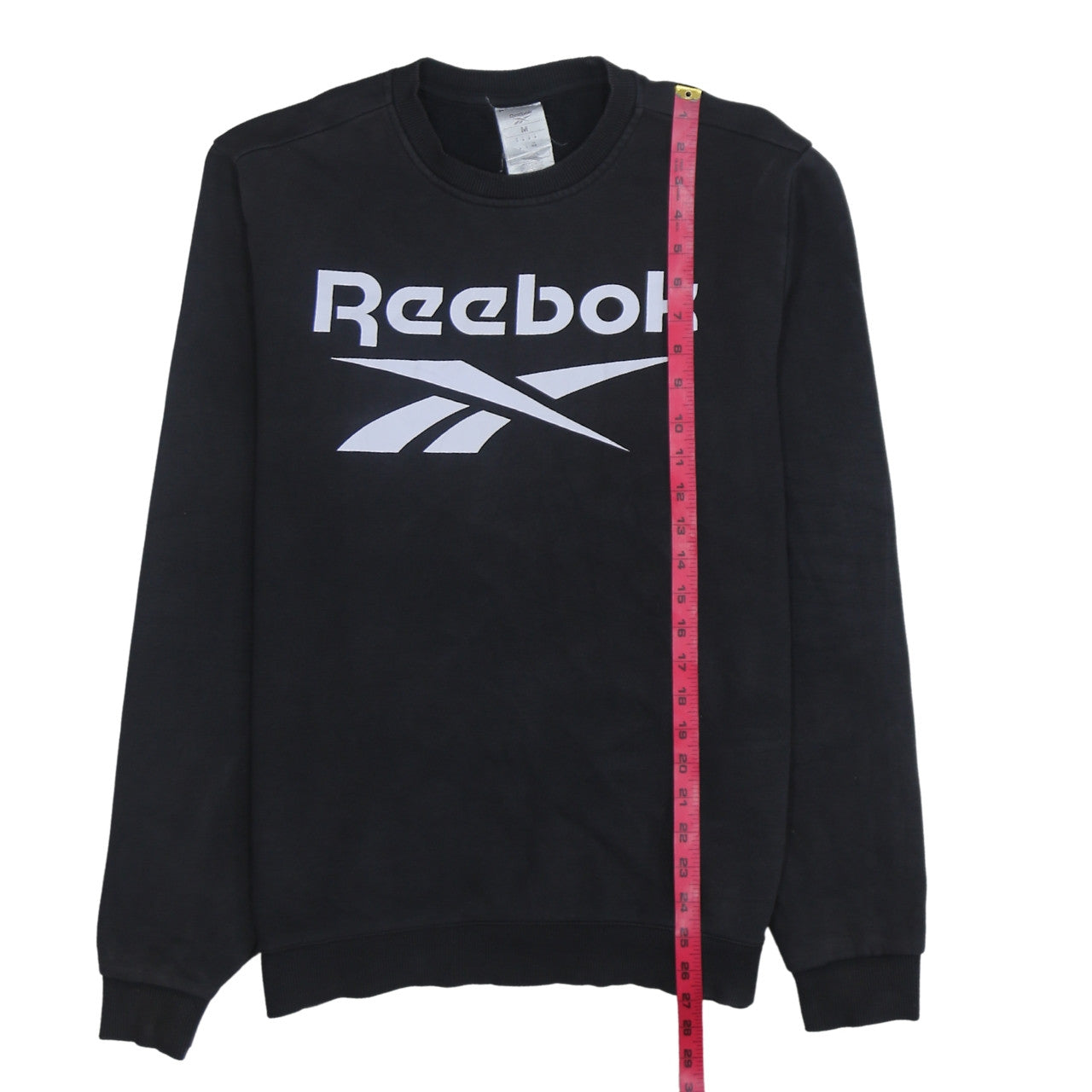 Reebok Men Black M Pullover Sweatshirt Crew Neck Logo Fleece