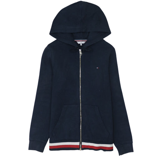 Tommy Hilfiger Womens Navy Full Zip Hoodie L Hooded Sweatshirt