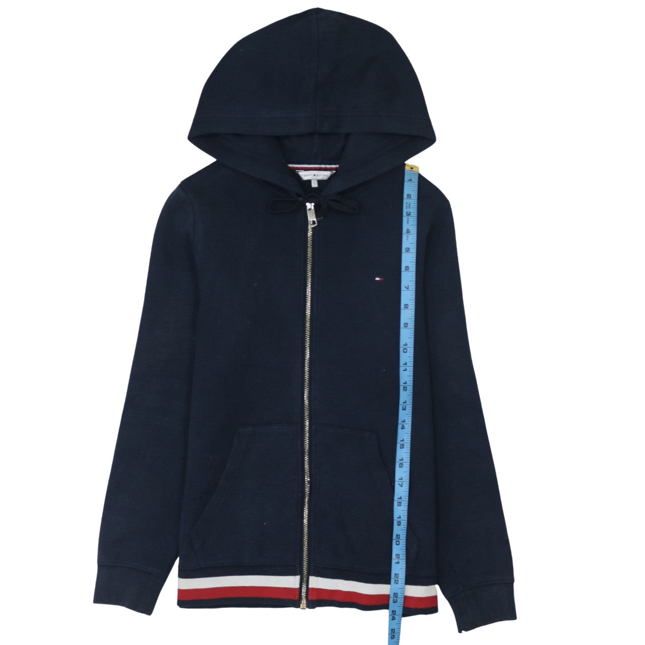 Tommy Hilfiger Womens Navy Full Zip Hoodie L Hooded Sweatshirt