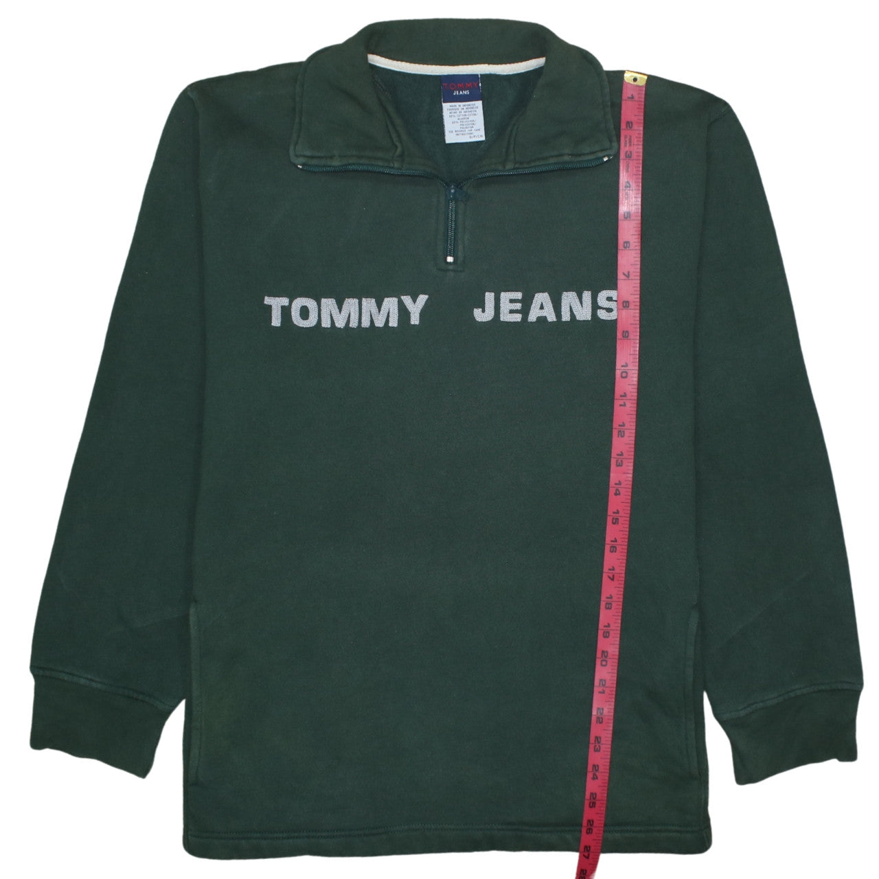 Tommy Jeans Women's Green 1/4 Zip Pullover Sweatshirt Size S