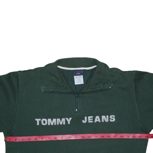 Tommy Jeans Women's Green 1/4 Zip Pullover Sweatshirt Size S