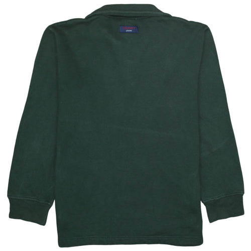 Tommy Jeans Women's Green 1/4 Zip Pullover Sweatshirt Size S