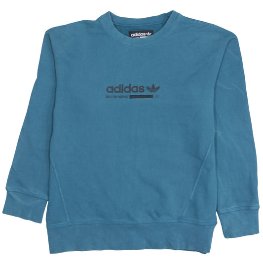 Adidas Men's Blue Crew Neck Pullover Logo Sweatshirt Size S