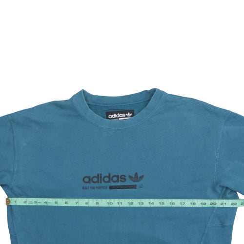 Adidas Men's Blue Crew Neck Pullover Logo Sweatshirt Size S