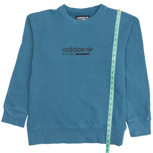 Adidas Men's Blue Crew Neck Pullover Logo Sweatshirt Size S
