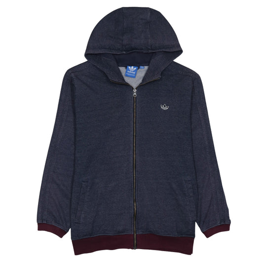 Adidas Men's Blue XL Full Zip Hoodie with Logo Detail