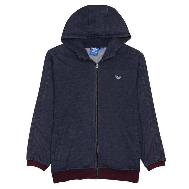 Adidas Men's Blue XL Full Zip Hoodie with Logo Detail