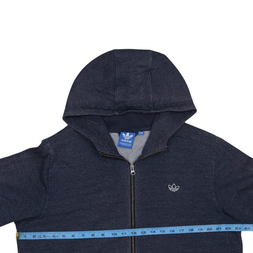 Adidas Men's Blue XL Full Zip Hoodie with Logo Detail