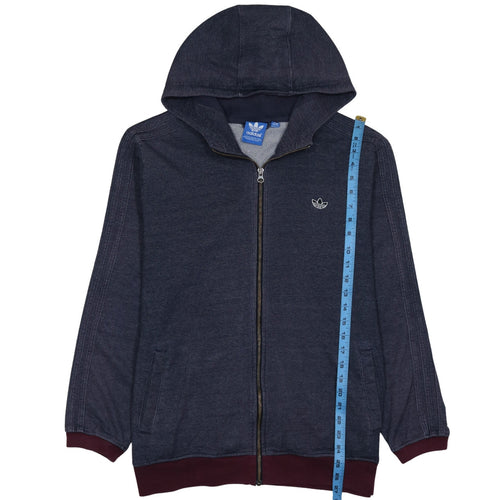 Adidas Men's Blue XL Full Zip Hoodie with Logo Detail