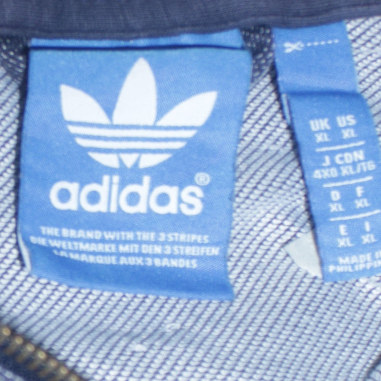 Adidas Men's Blue XL Full Zip Hoodie with Logo Detail
