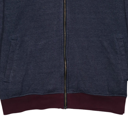 Adidas Men's Blue XL Full Zip Hoodie with Logo Detail