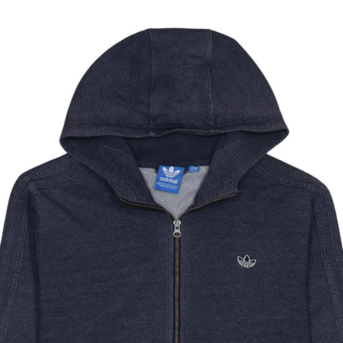 Adidas Men's Blue XL Full Zip Hoodie with Logo Detail
