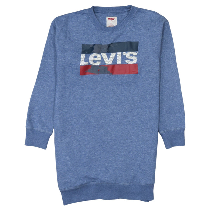 Levi's Girls Blue Graphic Logo Long Sleeve T-Shirt Dress Size 10 Years