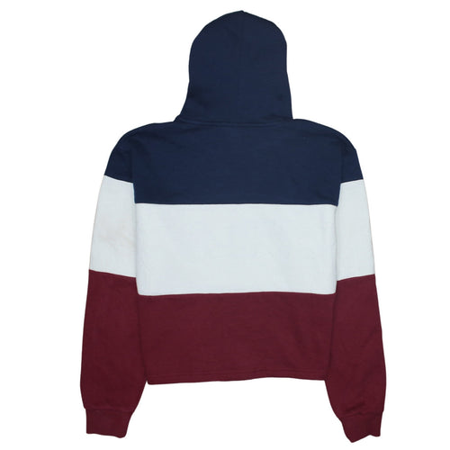Fila Women’s Navy White Burgundy Colourblock Cropped Hoodie Size L