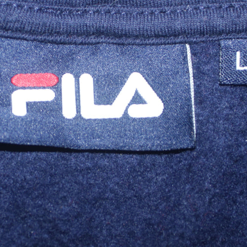 Fila Women’s Navy White Burgundy Colourblock Cropped Hoodie Size L