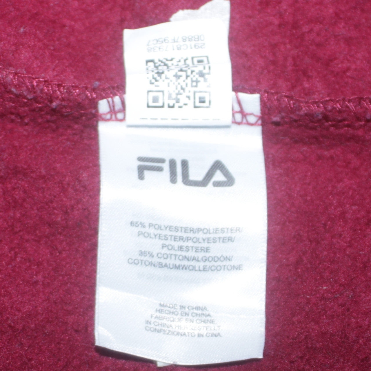 Fila Women’s Navy White Burgundy Colourblock Cropped Hoodie Size L