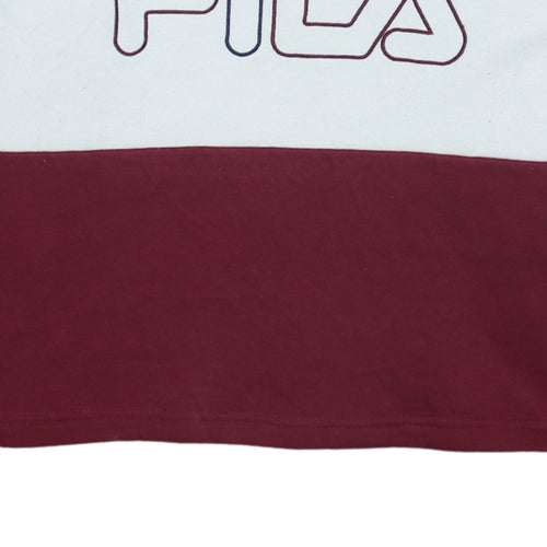 Fila Women’s Navy White Burgundy Colourblock Cropped Hoodie Size L