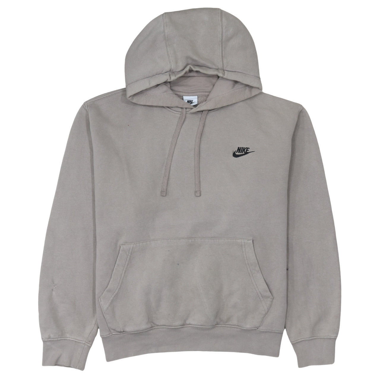 Nike Men Beige Pullover Hoodie L Fleece Logo Sportswear