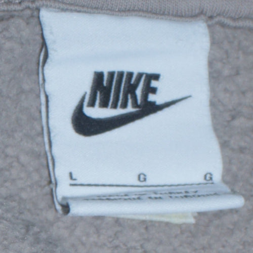 Nike Men Beige Pullover Hoodie L Fleece Logo Sportswear