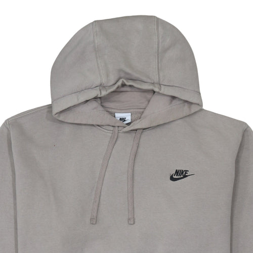 Nike Men Beige Pullover Hoodie L Fleece Logo Sportswear