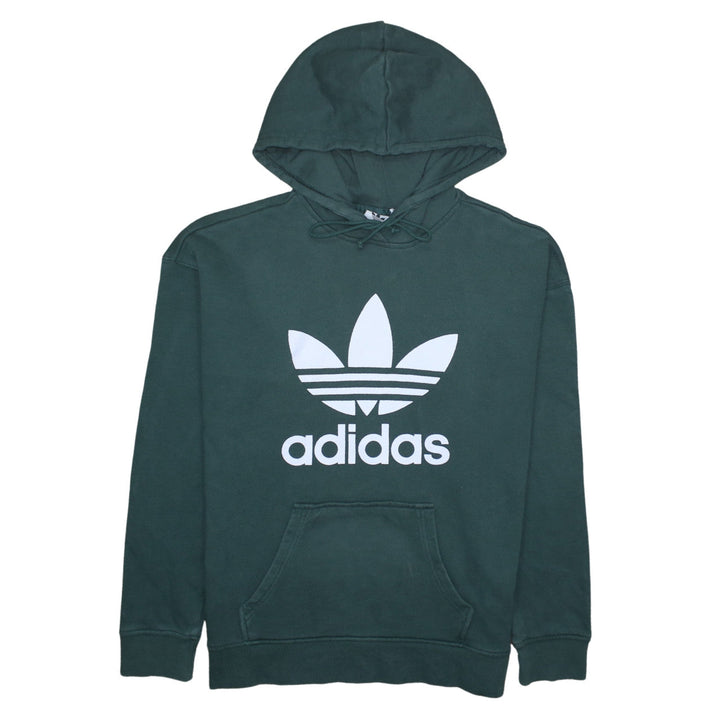 Adidas Womens Green Trefoil Logo Pullover Hoodie Size 10