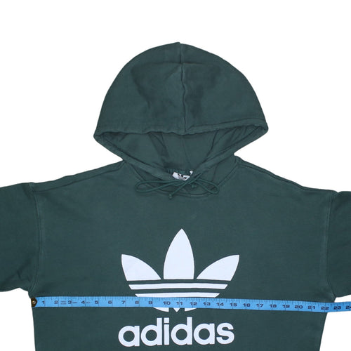 Adidas Womens Green Trefoil Logo Pullover Hoodie Size 10