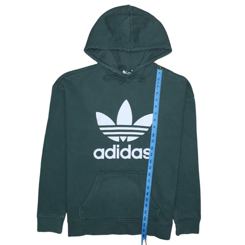 Adidas Womens Green Trefoil Logo Pullover Hoodie Size 10