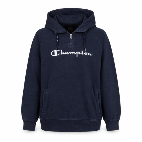 Champion Women Navy Blue 1/4 Zip Hooded Sweatshirt Size L