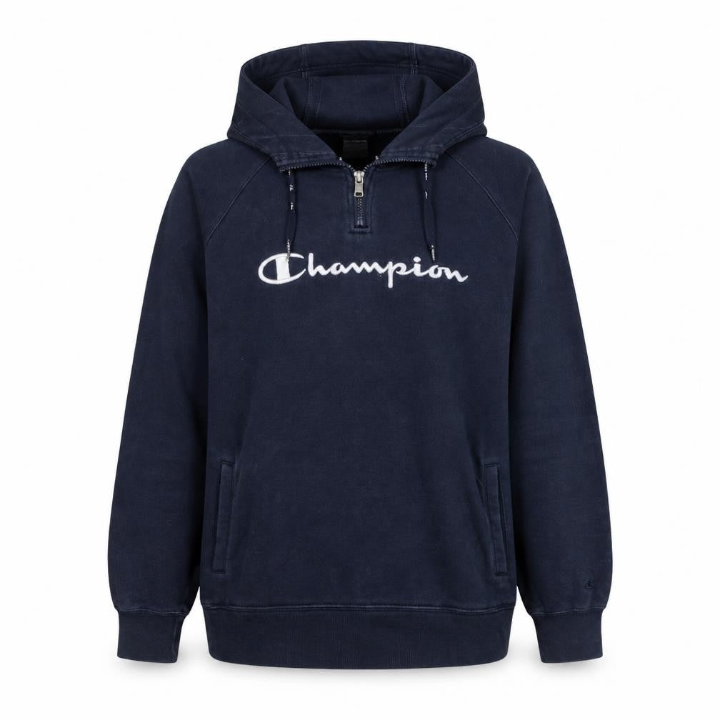 Champion Women Navy Blue 1/4 Zip Hooded Sweatshirt Size L