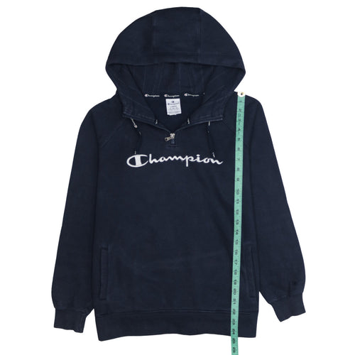 Champion Women Navy Blue 1/4 Zip Hooded Sweatshirt Size L