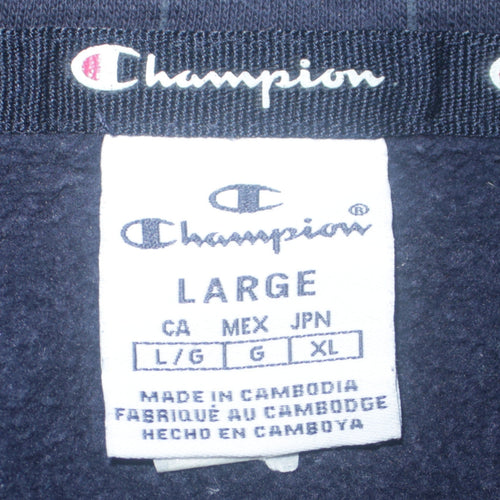 Champion Women Navy Blue 1/4 Zip Hooded Sweatshirt Size L