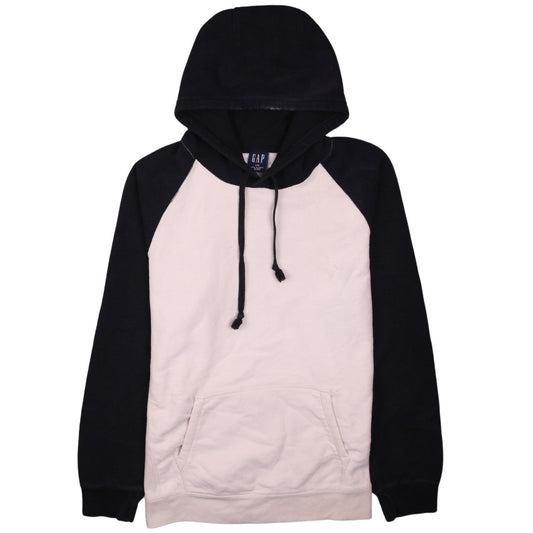 GAP Men's Black Beige Pullover Hoodie Size L Fleece Cotton Blend