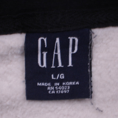GAP Men's Black Beige Pullover Hoodie Size L Fleece Cotton Blend